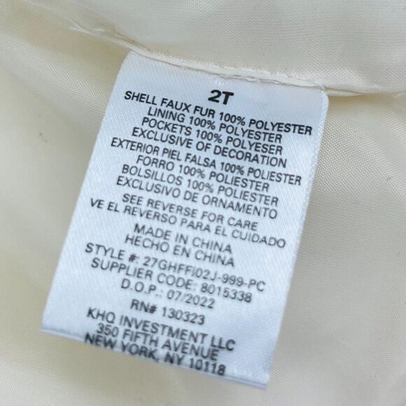 Sherpa Vest by G.H. Bass, Size 2T, Cream and Black Full Zip Pockets High Pile - Picture 9 of 9